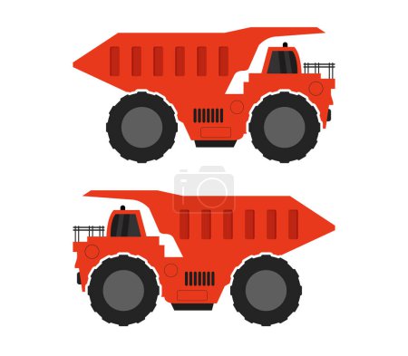 Téléchargez les illustrations : Deux tracteurs rouges sur fond blanc illustration vectorielle. - en licence libre de droit