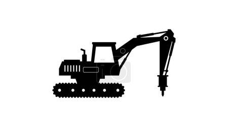 Illustration for Excavator icon vector. black illustration isolated on white background. - Royalty Free Image
