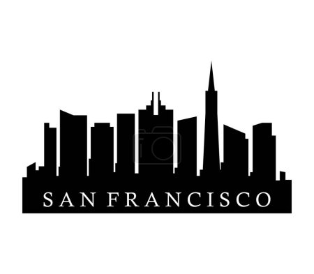 Ilustración de Ciudad de San Francisco skyline silueta en blanco y negro - Imagen libre de derechos