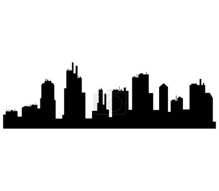 Ilustración de Silueta silueta de la ciudad sobre un fondo blanco - Imagen libre de derechos