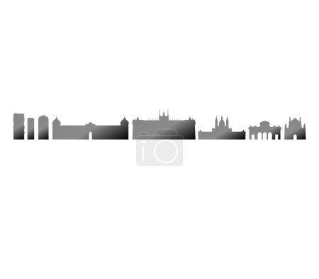 Téléchargez les illustrations : Ville architecture skyline noir et blanc silhouette - en licence libre de droit