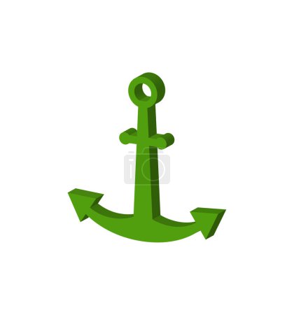 Illustration for Green anchor icon, cartoon style - Royalty Free Image
