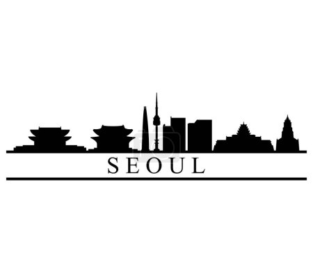 Illustration for Seoul skyline silhouette. simple vector illustration of city, landmarks, landmarks. - Royalty Free Image