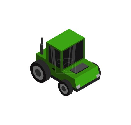 Téléchargez les illustrations : Tracteur vert sur fond blanc. illustration vectorielle. - en licence libre de droit