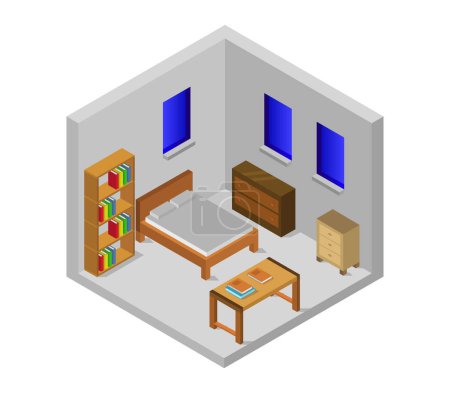 Ilustración de Composición de la habitación interior isométrica - Imagen libre de derechos