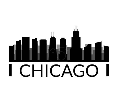 Ilustración de Chicago, Chicago ciudad horizonte vector - Imagen libre de derechos
