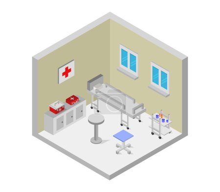 Illustration for Vector isometric illustration of hospital - Royalty Free Image
