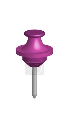 Téléchargez les illustrations : Icône de broche poussoir violet, style isométrique - en licence libre de droit