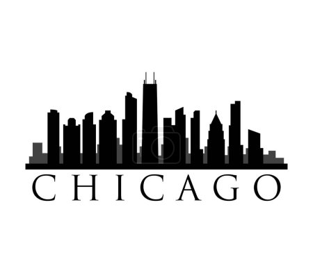 Ilustración de Chicago skyline en fondo negro - Imagen libre de derechos