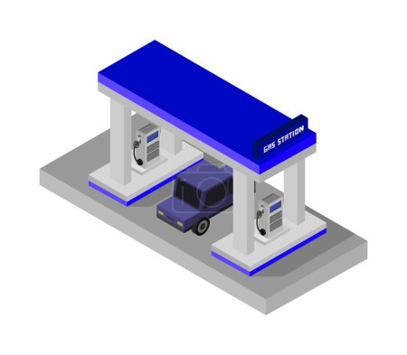 Téléchargez les illustrations : Icône vectorielle isométrique de la station de voiture - en licence libre de droit