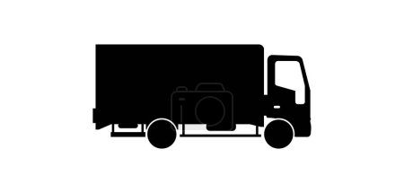 Téléchargez les illustrations : Silhouette noire de camion sur fond blanc illustration vectorielle - en licence libre de droit
