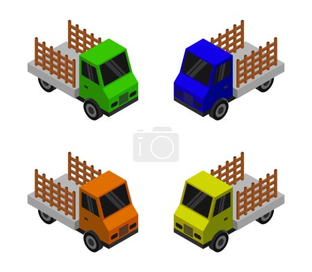 Téléchargez les illustrations : Ensemble icône camion, style plat - en licence libre de droit