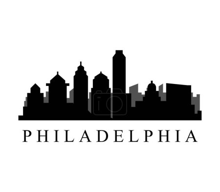 Téléchargez les illustrations : Philadelphie silhouette silhouette de ville vecteur - en licence libre de droit