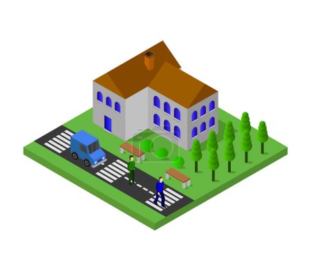 Illustration for Isometric city with houses - Royalty Free Image