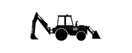 Illustration for Tractor icon. black silhouette on white background. vector illustration. - Royalty Free Image