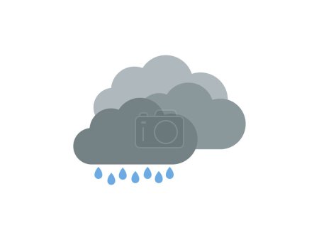 Illustration for Clouds with rain drops, vector illustration on white background - Royalty Free Image