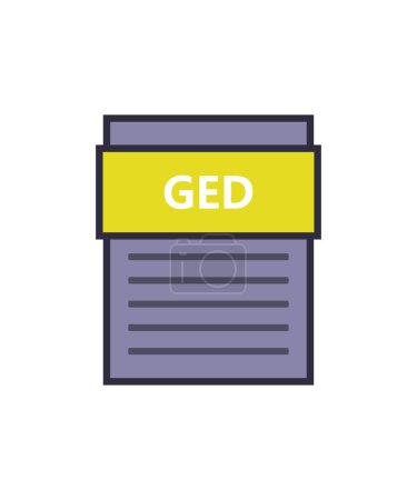 GED-Dateisymbol auf weißem Hintergrund