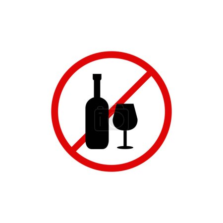 Téléchargez les illustrations : Pas d'alcool vecteur glyphe plat icône - en licence libre de droit