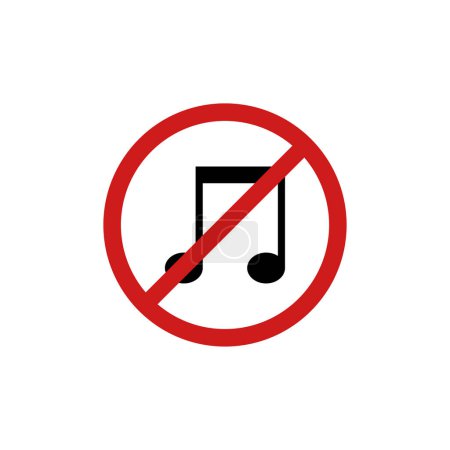 Téléchargez les illustrations : Pas de signe de musique icône vectoriel illustration design logo - en licence libre de droit