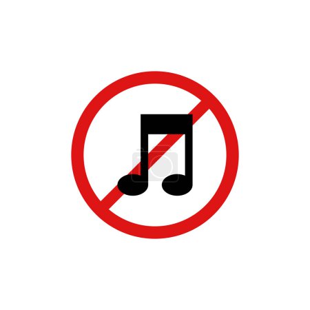 Téléchargez les illustrations : Pas de signe de musique icône vectoriel illustration design logo - en licence libre de droit