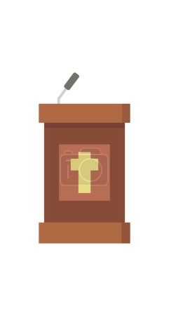 Téléchargez les illustrations : Prêtre stand dans l'église vecteur plat icône de couleur - en licence libre de droit