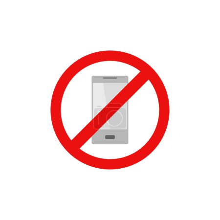 Téléchargez les illustrations : Pas de panneau d'interdiction mobile ou smartphone. illustration vectorielle - en licence libre de droit