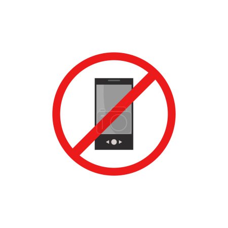 Téléchargez les illustrations : Pas de panneau d'interdiction mobile ou smartphone. illustration vectorielle - en licence libre de droit