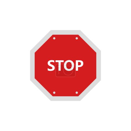 Illustration for Vector stop sign icon, flat style. - Royalty Free Image