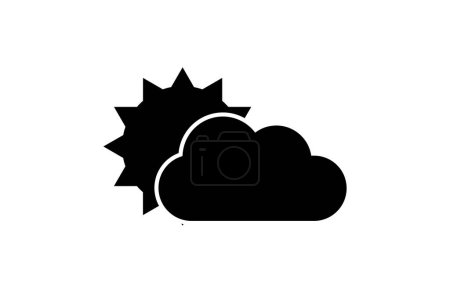 Ilustración de Sol y nube vector glifo icono plano - Imagen libre de derechos