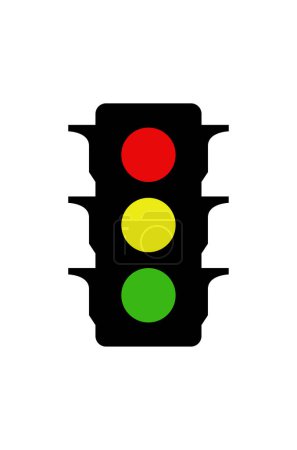 Téléchargez les illustrations : Icône de feu de circulation illustrée sur un fond blanc - en licence libre de droit