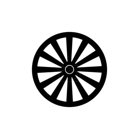 Téléchargez les illustrations : Icône de roue de chariot illustrée sur un fond blanc - en licence libre de droit