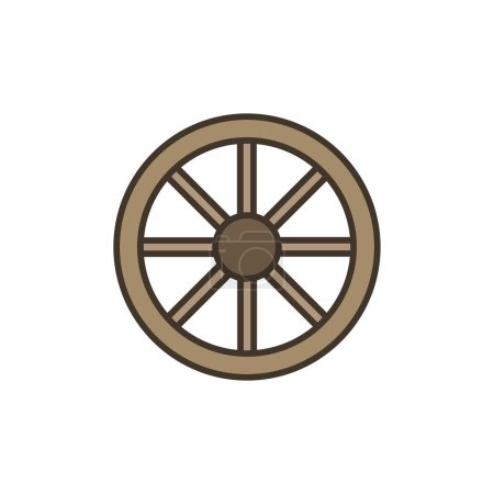 Téléchargez les illustrations : Icône de roue de chariot illustrée sur un fond blanc - en licence libre de droit