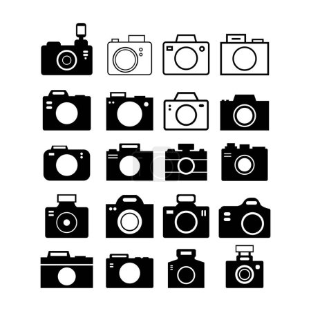 Illustration for Set of camera silhouettes, vector illustration - Royalty Free Image