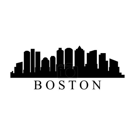 Téléchargez les illustrations : Boston silhouette de ville, design simple - en licence libre de droit
