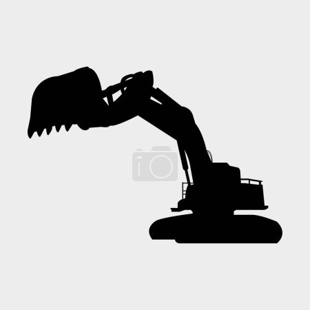 Illustration for Excavator silhouette. vector icon. - Royalty Free Image