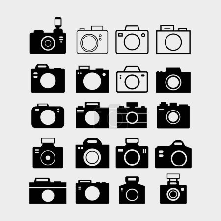 Illustration for Set black vector icon cameras - Royalty Free Image