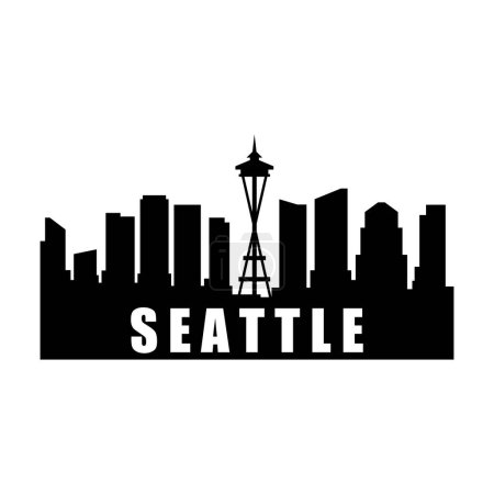 Ilustración de Seattle ilustración vectorial del paisaje urbano - Imagen libre de derechos