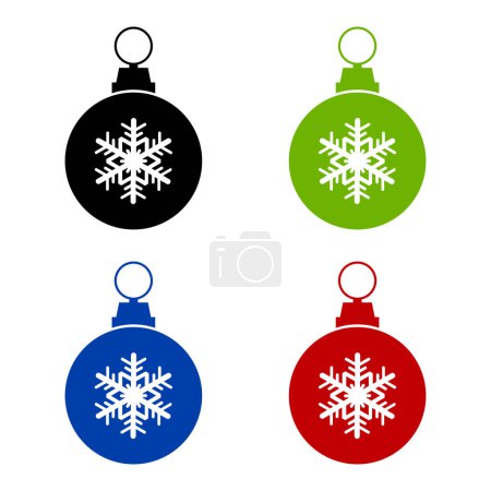 Illustration for Set of Christmas ball icons with snowflakes - Royalty Free Image