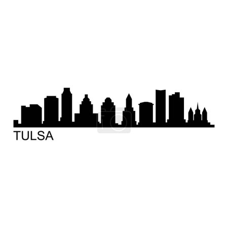Téléchargez les illustrations : Tulsa illustration vectorielle de paysage urbain - en licence libre de droit