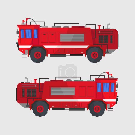 Téléchargez les illustrations : Icône de camion de pompiers. conception de couleur plate. illustration vectorielle. - en licence libre de droit