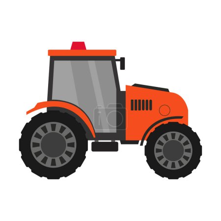 Téléchargez les illustrations : Icône tracteur orange sur fond blanc - en licence libre de droit