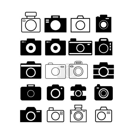Téléchargez les illustrations : Ensemble d'icône de caméra. icônes de photographie - en licence libre de droit