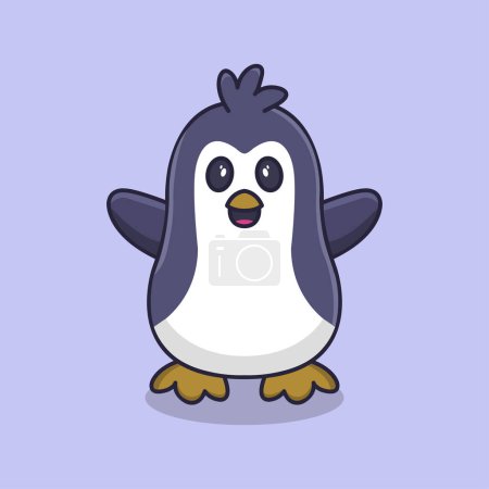Ilustración de Lindo pingüino ilustración vector de dibujos animados - Imagen libre de derechos