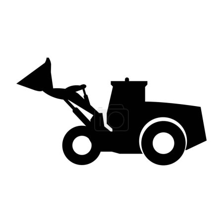 Téléchargez les illustrations : Icône noire du vecteur tracteur - en licence libre de droit