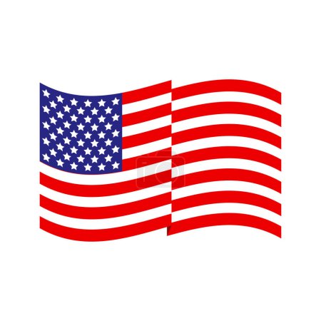 Téléchargez les illustrations : Etats-Unis drapeau, illustration vectorielle, plat et couleur - en licence libre de droit