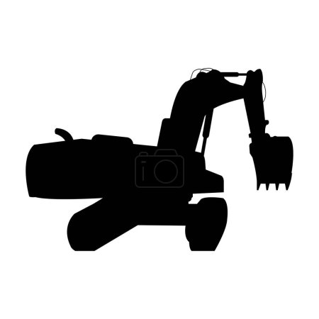Ilustración de Vector silueta negra de una excavadora sobre un fondo blanco - Imagen libre de derechos