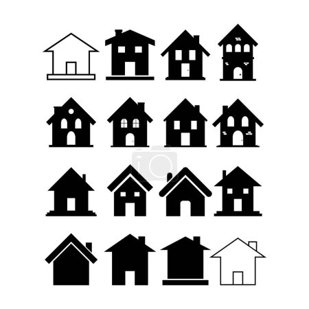 Téléchargez les illustrations : Ensemble de maisons. Illustration vectorielle - en licence libre de droit
