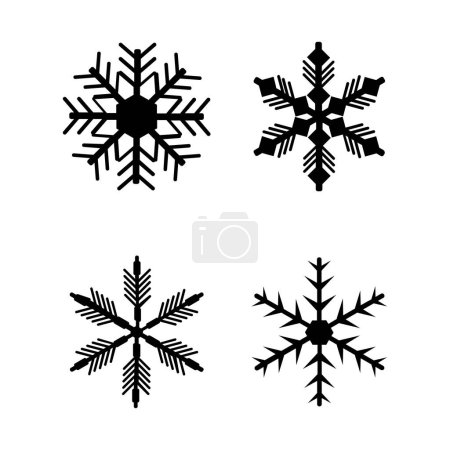 Illustration for Vector black and white snowflake set isolated on white background. - Royalty Free Image