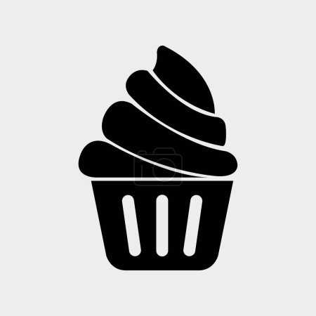 Téléchargez les illustrations : Cupcake vecteur glyphe icône plate - en licence libre de droit