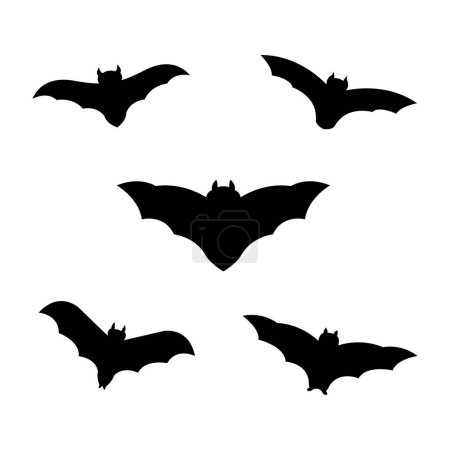 Illustration for Set of halloween bats silhouettes isolated vector - Royalty Free Image